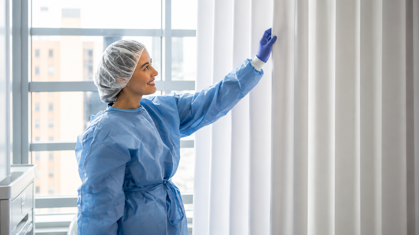 Cortinas tela ripplefold para clinica Lima Novolux