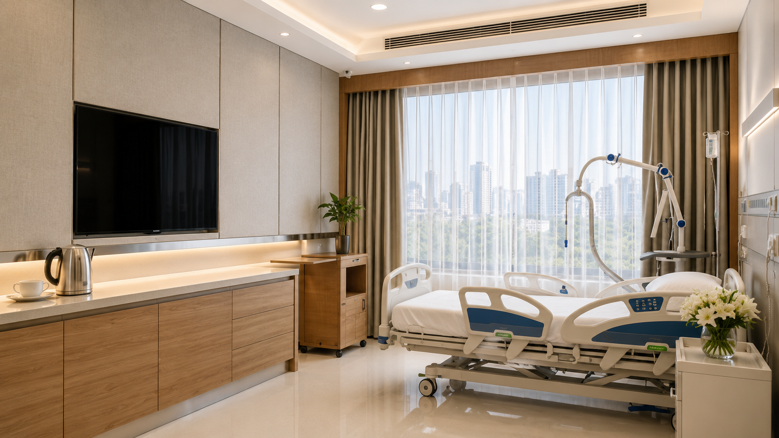 Cortinas velos ripplefold para clinica Lima Novolux — privacidad y luz